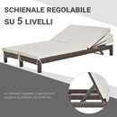 Lettino Prendisole da Giardino Matrimoniale in Rattan  Marrone e Bianco