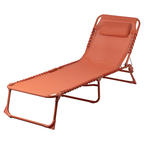 Lettino Mare Richiudibile 190x58x29 cm in Acciaio e Poliestere Ruggine Gallipoli acquista