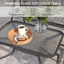 Set da Giardino Divano 2 Poltrone Pieghevoli e Tavolino Piano in Vetro   Grigio