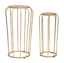 Tavolinetti Thing Coppia Ø38x70-26,8x60 cm in Ferro Oro