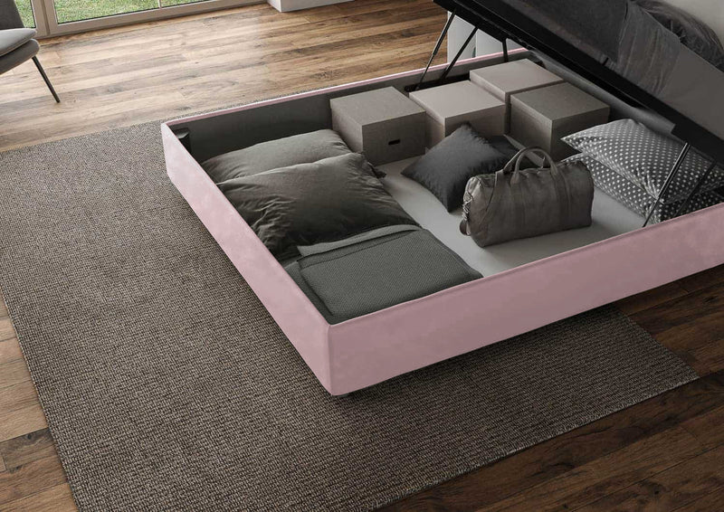 Letto Matrimoniale Imbottito in Microfibra Antea Large Glicine Varie Misure