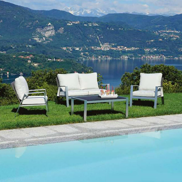 acquista Ensemble Salon de Jardin en Aluminium Canapé 2 Fauteuils et Table Basse Vorghini Moltrasio