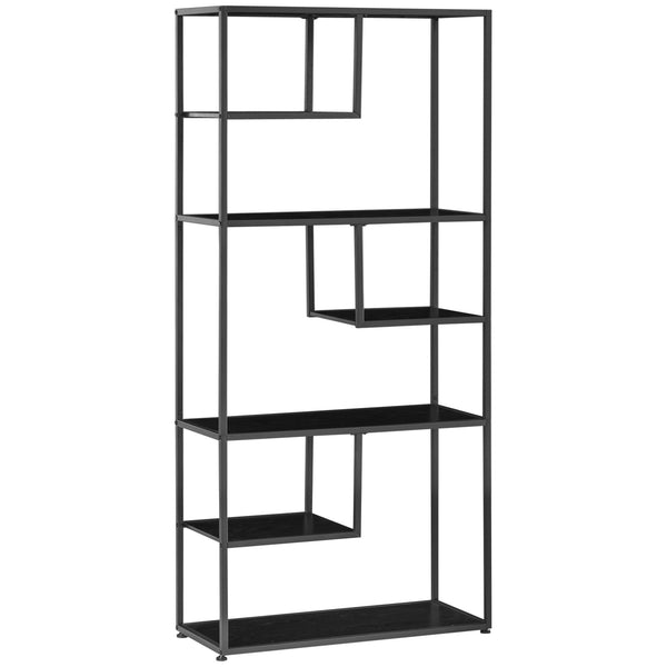Libreria a 7 Livelli 83x34x180 cm in Truciolato e Acciaio Nero online