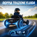 Go-Kart Elettrico per Bambini 3-6 Anni 98x55,5x46,5 cm con Doppio Motore 12 V Fari LED e 1,5-4 km/h in PP Nero      