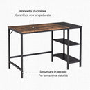 Scrivania da Ufficio 120x60x76 cm 2 Ripiani in Metallo e Truciolare Marrone e Nero