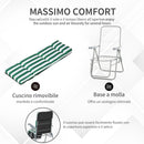 Set 2 Sedie a Sdraio da Giardino Sdraio Prendisole con Braccioli Reclinabili bianco e verde 