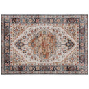 Tappeto Bohemien Antiscivolo e Lavabile 230x160 cm a Pelo Corto in Effetto Cashmere Marrone  