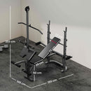 Panca Palestra Multifunzione Regolabile con Rack Bilanciere con Leg Extension Low Row Arm Curl Nero      