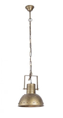 Lampadario Arlington 1 Luce Ø31x168 cm E27 in Legno e Acciaio Ottonato