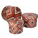 Set 3 Scatole in Similpelle arancione righe tondo 