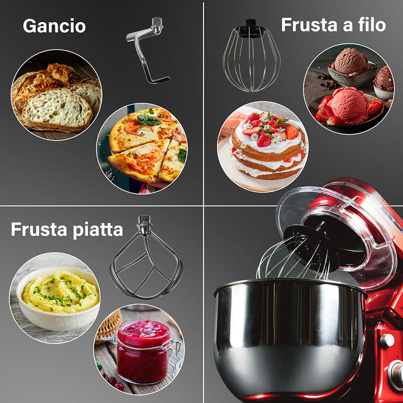 Impastatrice Planetaria 5 Litri 6 Velocità 1200W Kooper Aurora Azzurro