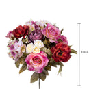 Set 2 Bouquet Artificiale Composta da Rose e Ortensie Altezza 34 cm Viola