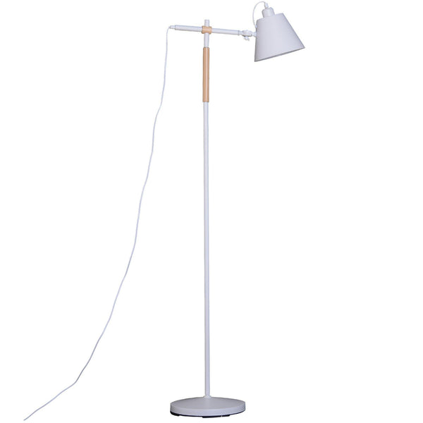 prezzo Lampadaire Blanc Abat-Jour Ajustable en Métal et Bois