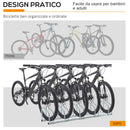 Rastrelliera Porta Biciclette 5 Posti 145×33×27 cm in Acciaio Argento