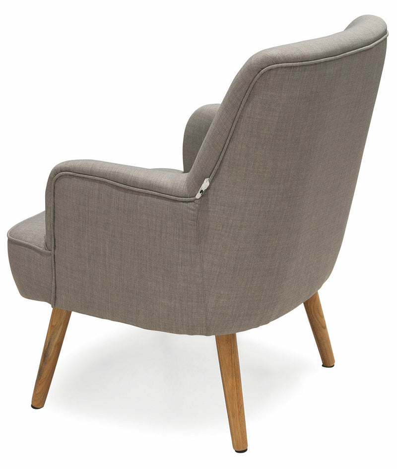 Poltrona Imbottita in Tessuto con Gambe in Legno Soriani Grigio Chiaro