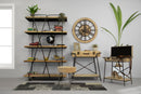Libreria Trox 119,5x44x187 cm Legno di Abete e MDF e FERRO Marrone e Grigio