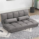 Divano Letto da Terra 130x73x60 cm con Schienale Reclinabile su 7 Livelli e Cuscini Grigio Carbone      