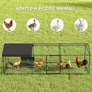 Pollaio per Galline da Esterno 3x1x1 m con Tetto Impermeabile Anti-UV e Serratura in Acciaio Zincato Nero      