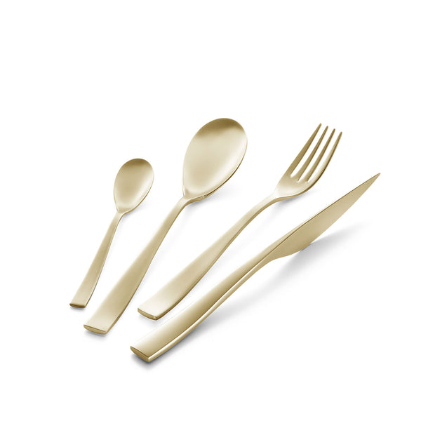 online Ménagère Service 24 Pièces en Acier 18/10 Sablé PVD Eme Etoile Sablé Champagne