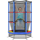 Tappeto Elastico per Bambini 3-6 Anni Ø140x190 cm con Rete di Protezione Multicolore   