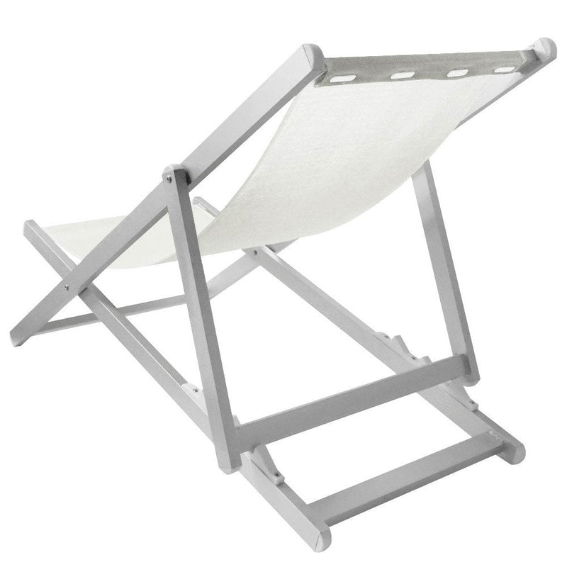 Sedia Sdraio Pieghevole 3 Posizioni in Alluminio e Textilene Bianco
