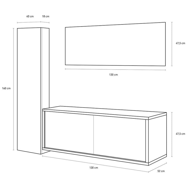 Mobile da Bagno sospeso Giava 06 Legno Crema TFT