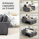 Divano Letto 2 Posti 3 in 1 con Schienale Regolabile in 3 Posizioni e 2 Cuscini in Ciniglia Grigio Scuro      