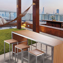 Set Bar Tavolo e 6 Sgabelli da Giardino in Acciaio e Sumpar Wood Kraus Donatello