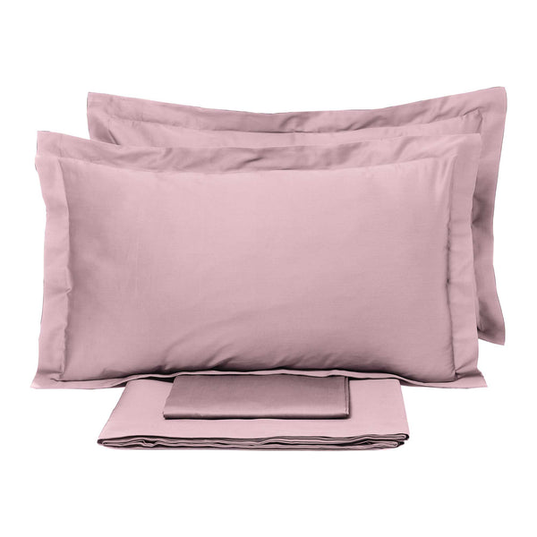 Ensemble de draps doubles dessus et dessous et taies d'oreiller unies Garrini Clarice Pink online