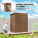Casetta da Giardino 159x106x181 cm con Prese d'Aria e Porta Scorrevole in Metallo Marrone      
