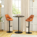 Tavolo Alto da Bar Moderno Rotondo con Base Ø70x102 cm in Acciaio e Piano in MDF Nero