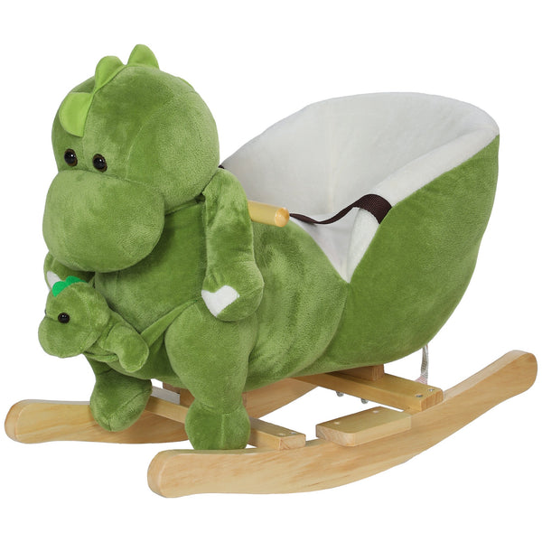 sconto Cavallo a Dondolo per Bambini 32 Melodie in Legno e Peluche Dinosauro Verde