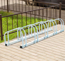 Rastrelliera Portabici 5 Posti in Acciaio 130x33x27 cm Argento 