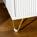 Comodino con 2 Cassetti 40x40x47 cm in Legno con Maniglie e Gambe in Metallo Bianco e Oro      