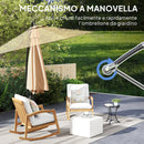 Ombrellone Decentrato Ø3 m con Prese d'Aria Base a Croce e Manovella in Metallo e Poliestere Cachi      
