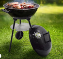 Barbecue Carbone Rotondo Ø44 cm con Ruote e Vassoio Griglia in Acciaio Nero e Argento      