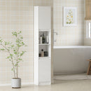 Mobile Colonna Bagno Salvaspazio 30x24x170 cm con 2 Armadietti e Ripiani in MDF e Truciolato Bianco      