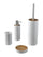 Set de 4 Accessoires de Salle de Bain en TFT Accessories Blanc Rayé et Résine de Bambou