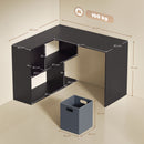 Scrivania Angolare Moderna 110x100x75 cm con Scaffale e Cassetto in Tessuto in Truciolare Nero      