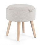 Sgabello Contenitore Ø 39x42,5 cm Zoya in Bouclè Grigio