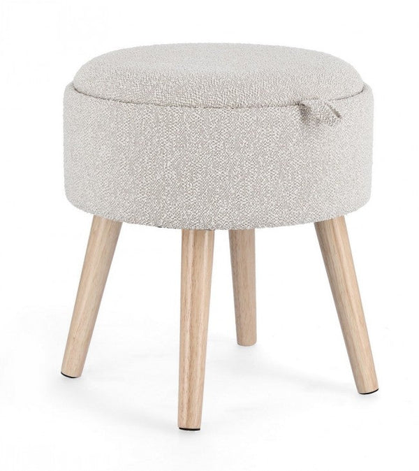 online Tabouret de rangement Zoya Ø 39x42,5 cm en Bouclé Gris