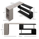 Scrivania Angolare da Ufficio 140x120x78 cm con Cassetti e Scaffale Girevole Grigio effetto Legno  