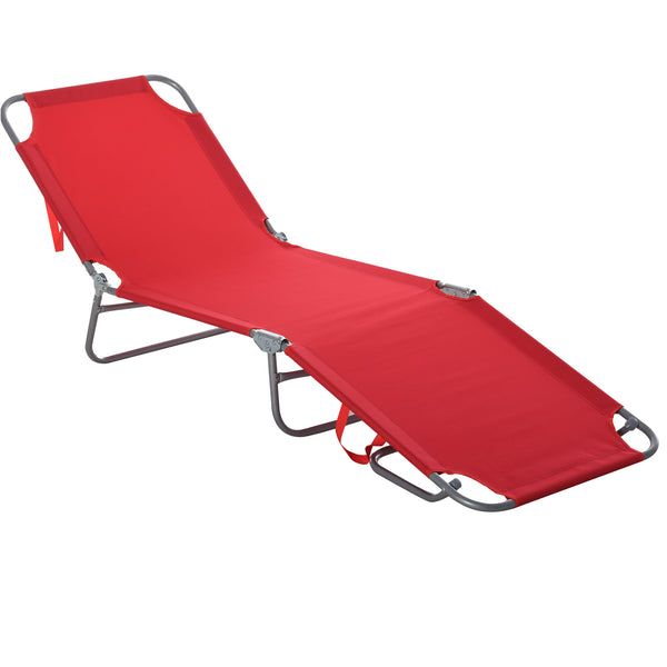 Lettino Prendisole Pieghevole 187x55x24 cm con Schienale Reclinabile su 5 Livelli in Tessuto Oxford Rosso acquista