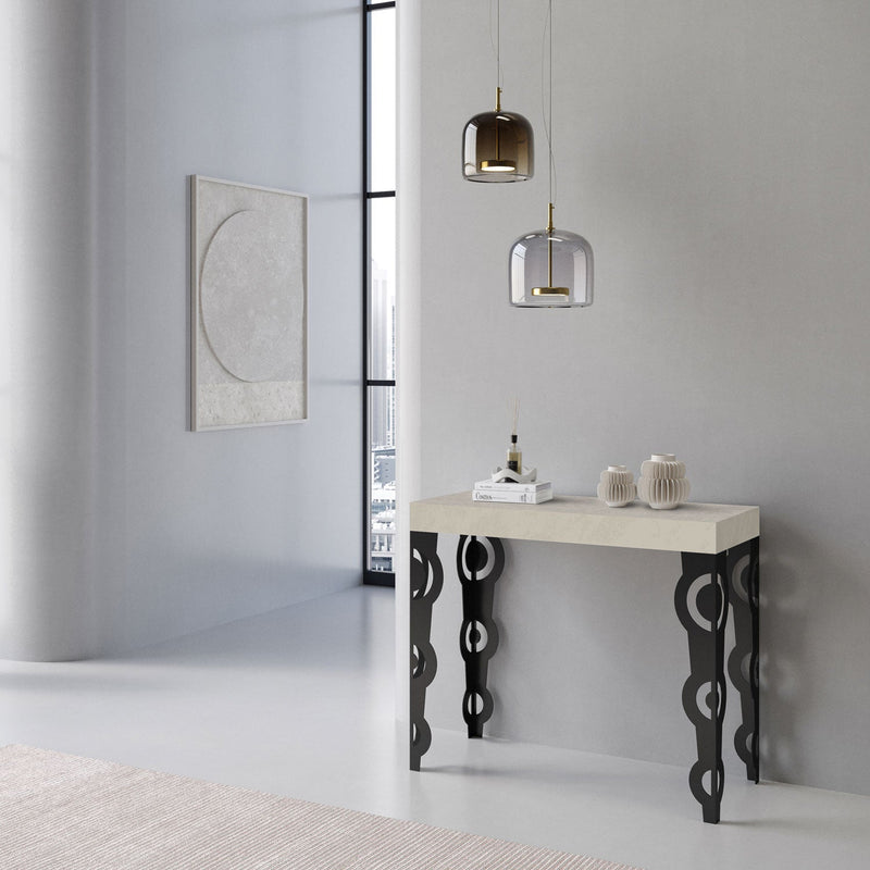 Consolle Allungabile 90-196x40x77 cm Karamay Small Premium Cashmere Telaio Antracite 