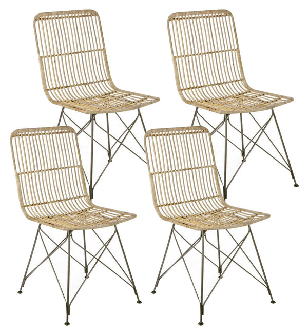 Lot de 4 chaises 45x55x85h cm Lucila Kubu Naturel prezzo