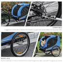 Rimorchio per Cani da Bicicletta Azzurro e Nero 130x90x110 cm 