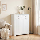 Mobile Bagno Salvaspazio 78x38x90 cm con 2 Cassetti e 2 Cesti Portabiancheria in MDF Bianco      