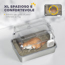 Lettiera per Gatti Grandi con Coperchio Ribaltabile Paletta e Deodorante in Acciaio Inox Grigio Chiaro      