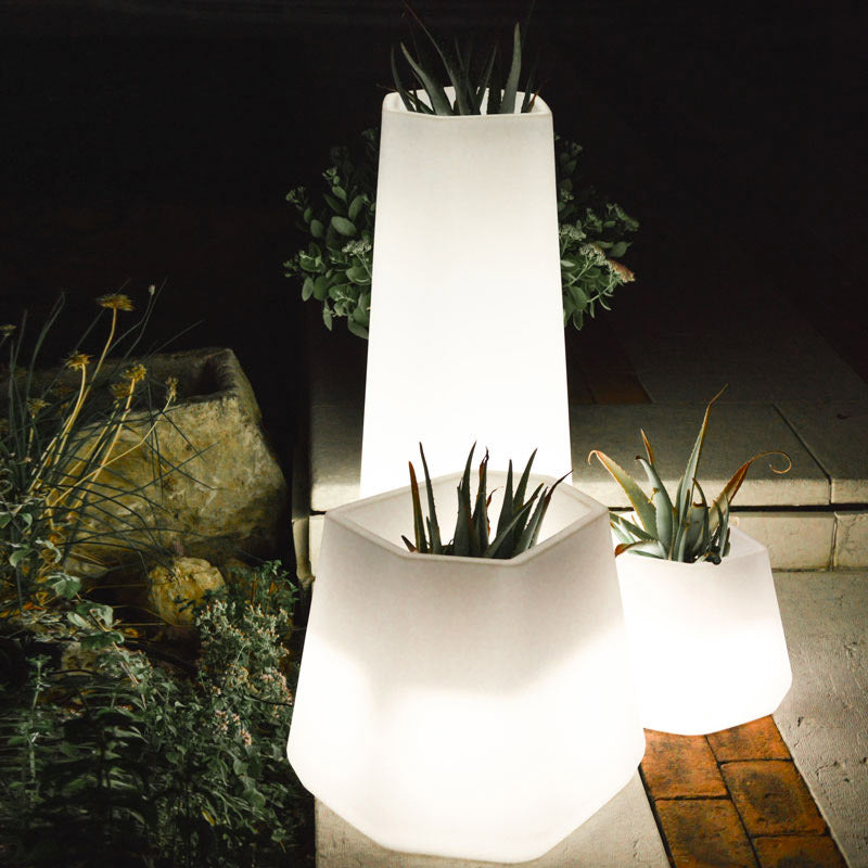 Vaso Luminoso da Giardino a LED 40x35x27 cm in Resina 5W Magnolia Bianco Neutro