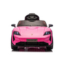 Macchina Elettrica per Bambini Porsche Taycan Turbo S 12V con Telecomando Bluetooth Luci LED e Tappetini Rosa   